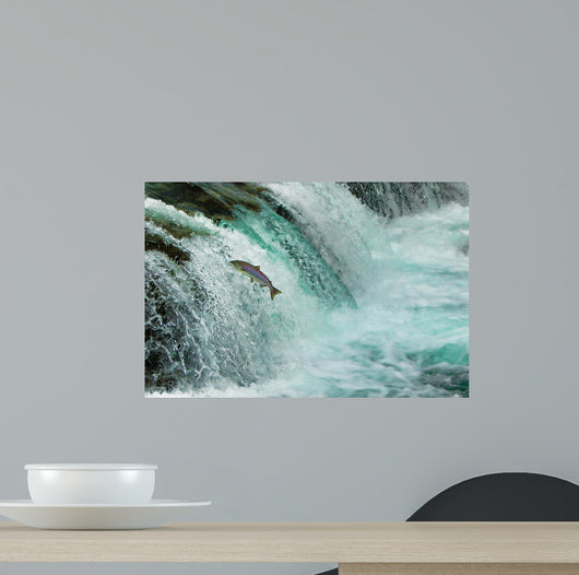 Salmon Jumping Waterfall Alaska Wall Decal