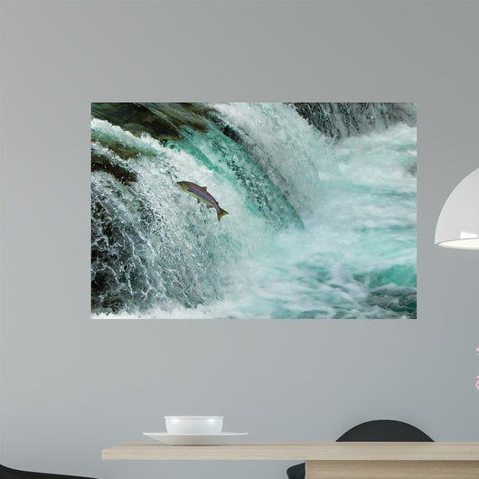 Salmon Jumping Waterfall Alaska Wall Decal