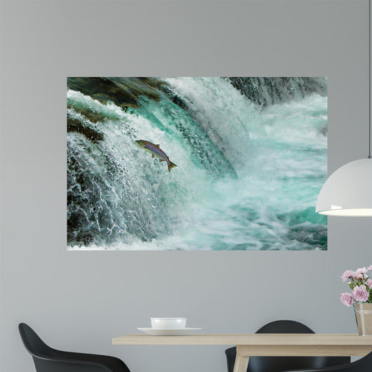 Salmon Jumping Waterfall Alaska Wall Decal