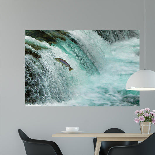 Salmon Jumping Waterfall Alaska Wall Decal