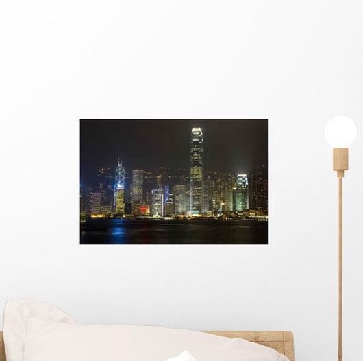 Hongkong Nigh Cityscape with Wall Decal