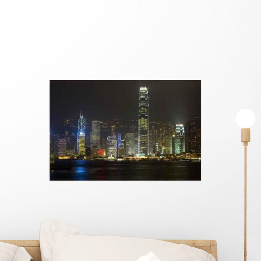 Hongkong Nigh Cityscape with Wall Decal