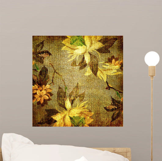 Golden Flowers Wall Decal