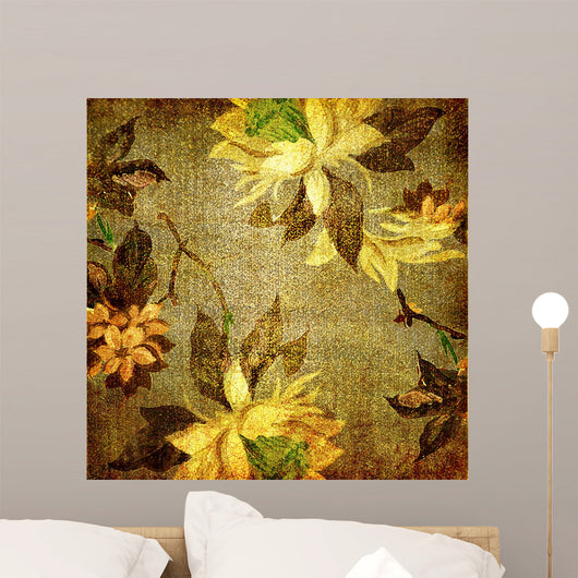 Golden Flowers Wall Decal
