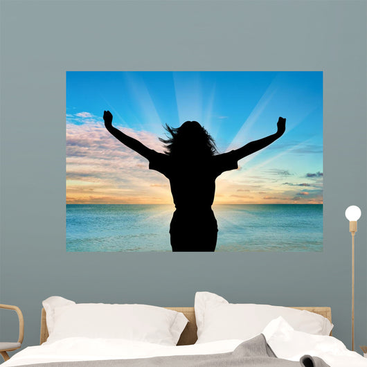 Silhouette Happy Woman Wall Decal