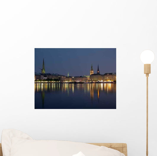 Binnenalster Night Scene Wall Decal