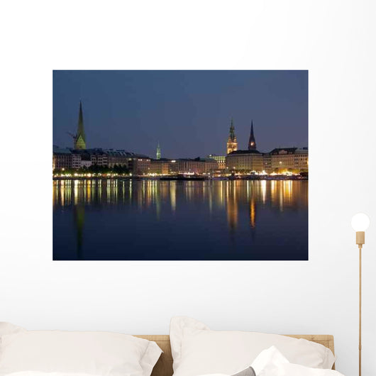 Binnenalster Night Scene Wall Decal