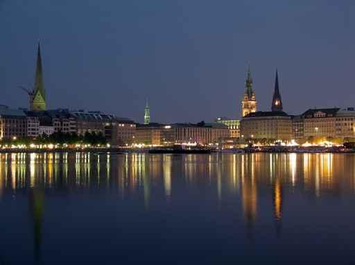 Binnenalster Night Scene Wall Decal