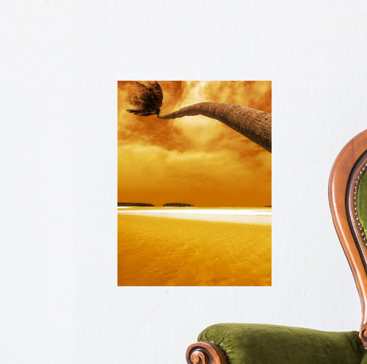Palm Bending Sunset Wall Decal