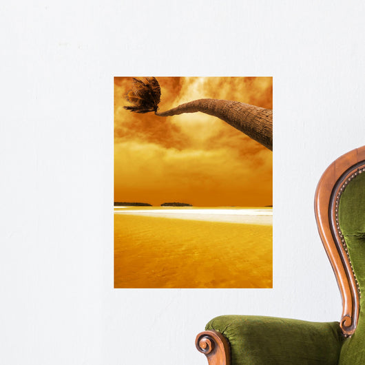 Palm Bending Sunset Wall Decal