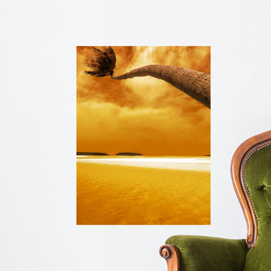 Palm Bending Sunset Wall Decal