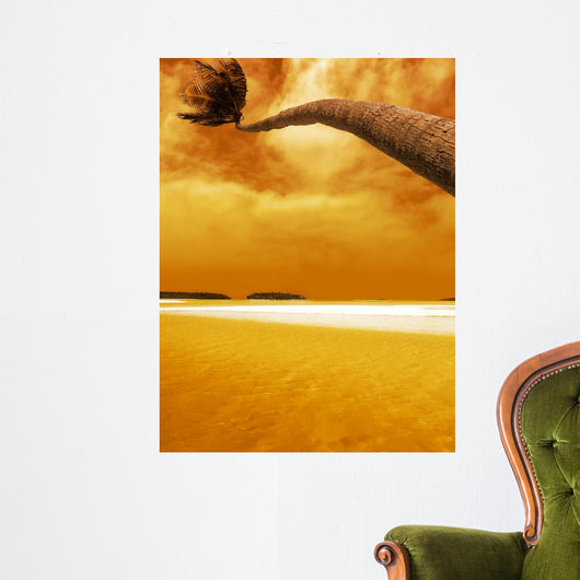 Palm Bending Sunset Wall Decal