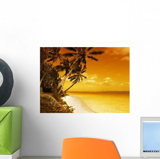 Island Lagoon Sunset Wall Decal