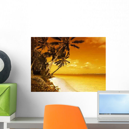 Island Lagoon Sunset Wall Decal
