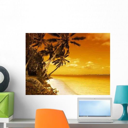 Island Lagoon Sunset Wall Decal