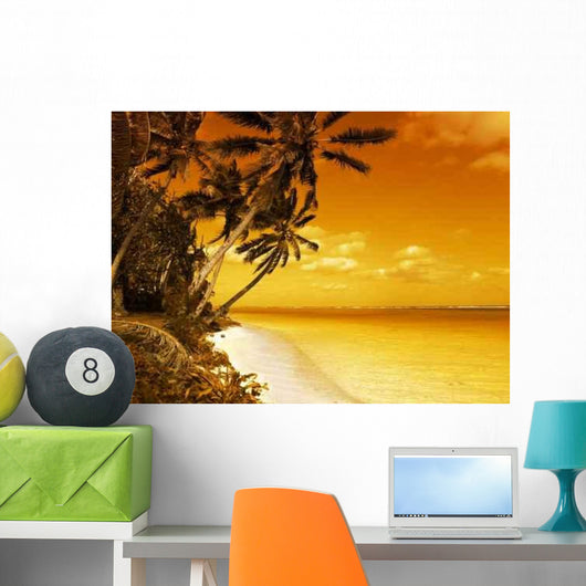 Island Lagoon Sunset Wall Decal