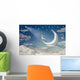 Girl Moon Admires Night Wall Decal