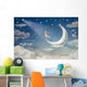 Girl Moon Admires Night Wall Decal