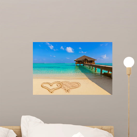 Drawn Hearts Love Beach Wall Decal