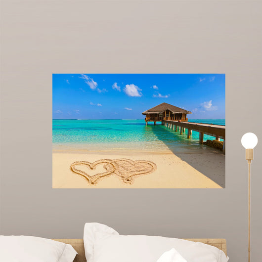 Drawn Hearts Love Beach Wall Decal