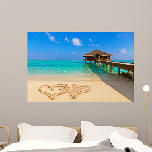 Drawn Hearts Love Beach Wall Decal