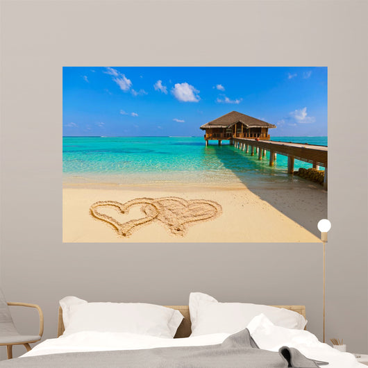 Drawn Hearts Love Beach Wall Decal