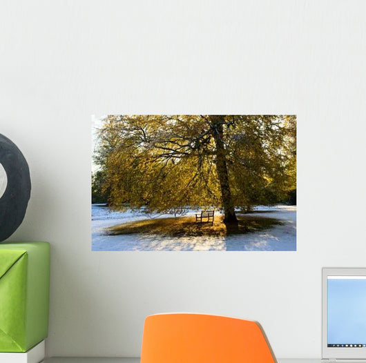Garden Bench under Autumn Wall Decal