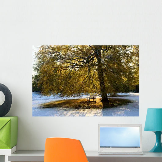 Garden Bench under Autumn Wall Decal