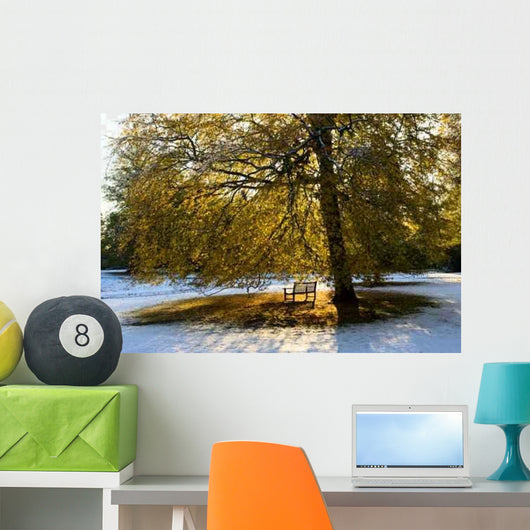 Garden Bench under Autumn Wall Decal