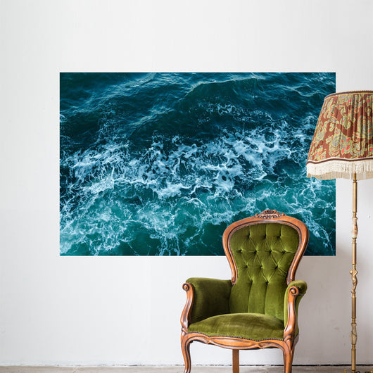 Blue Sea-foam Waves Texture Wall Decal