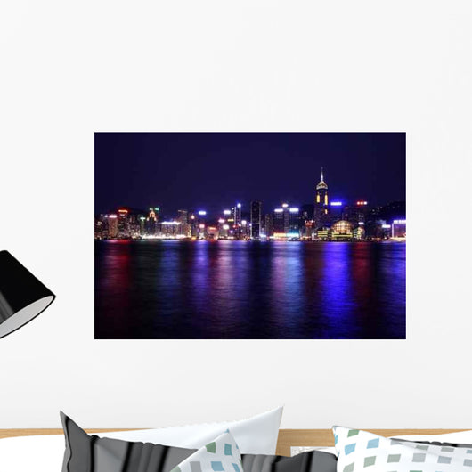 Hong Kong Skyline Night Wall Decal