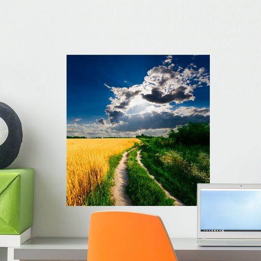 Country-road through Wheat Field Wall Decal
