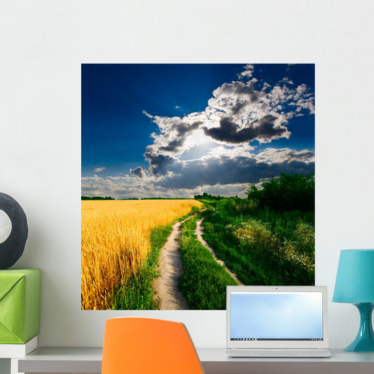 Country-road through Wheat Field Wall Decal