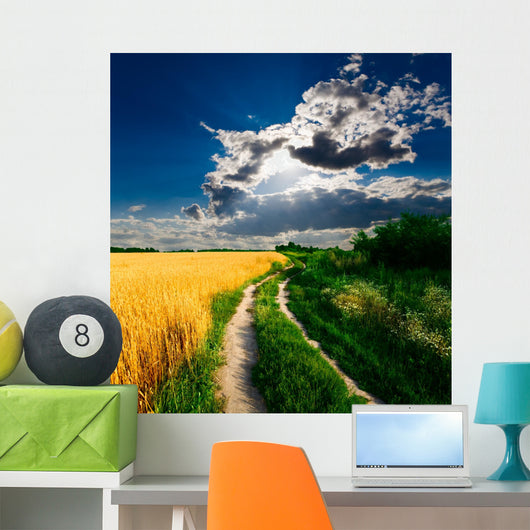Country-road through Wheat Field Wall Decal
