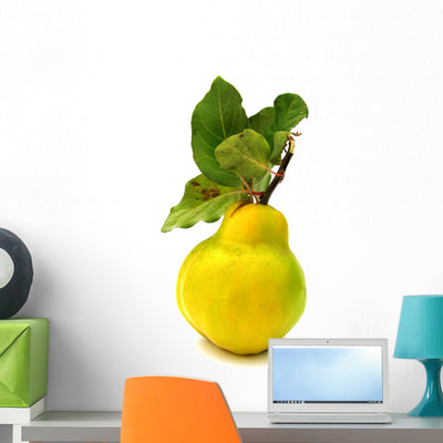 Quince Yellow with Leaves Wall Decal shown on a wall