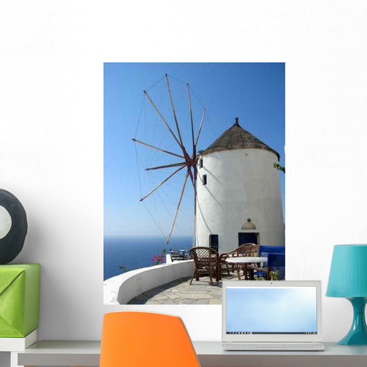 Windmill Santorini Wall Decal