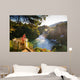 Young Woman Looks over Wall Decal