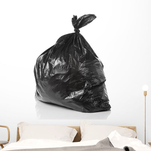 Garbage Bag White with Wall Decal