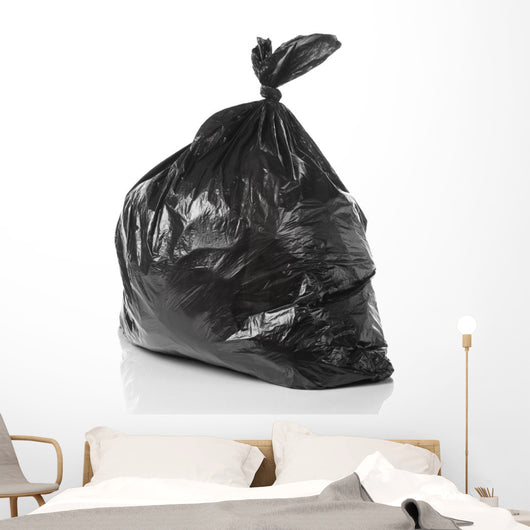 Garbage Bag White with Wall Decal