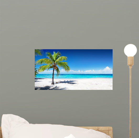 Scenic Palm Coral Beach Wall Decal