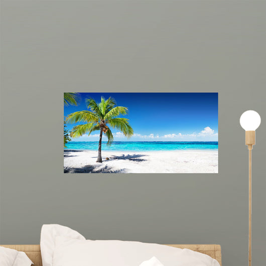 Scenic Palm Coral Beach Wall Decal