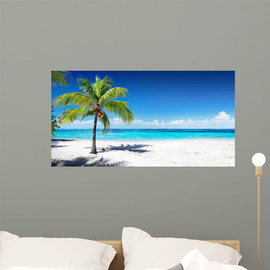 Scenic Palm Coral Beach Wall Decal