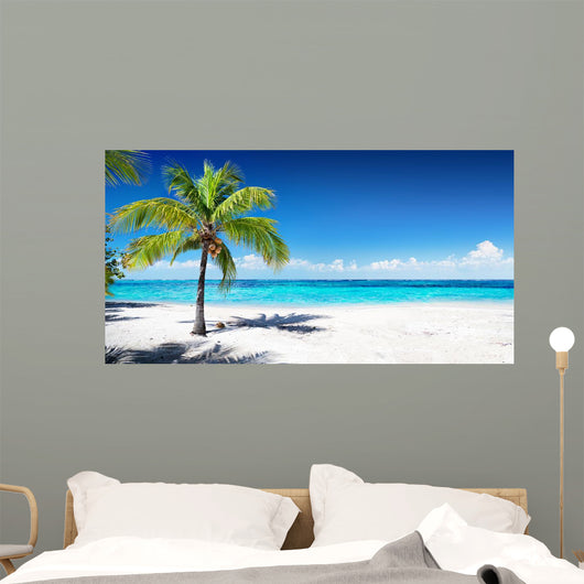 Scenic Palm Coral Beach Wall Decal
