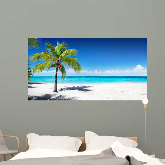Scenic Palm Coral Beach Wall Decal