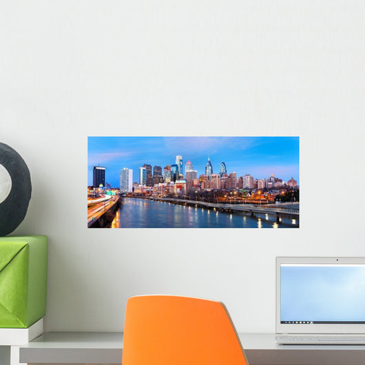 Philadelphia Skyline Panorama Dusk Wall Decal