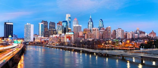 Philadelphia Skyline Panorama Dusk Wall Decal