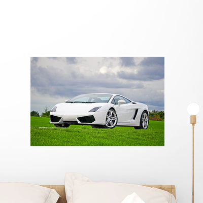 White High Performance Supercar Wall Decal shown on a wall