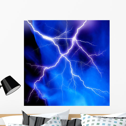 Blue Lightning Wall Decal