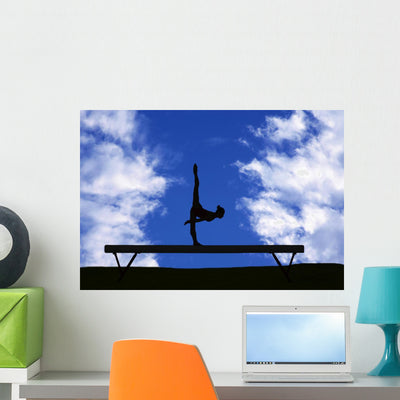 Gymnastic Silhouette Wall Mural shown on a wall