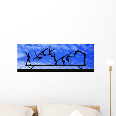 Gymnastic Silhouette Wall Decal Design 1 shown on a wall